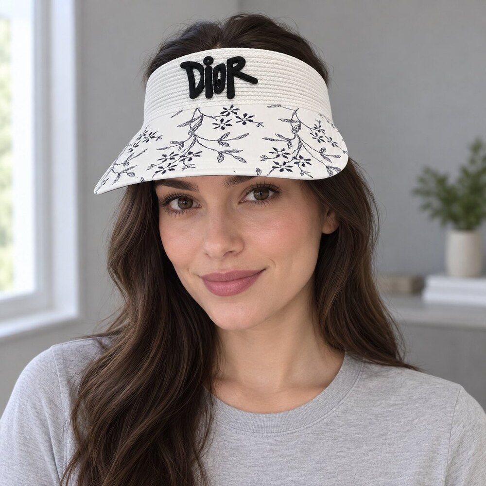 Dior White Floral Sun Visor - Picture 2 of 6